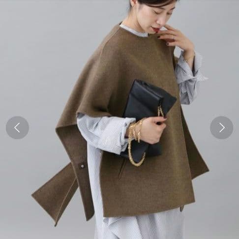 ヴェルメイユパーイエナ ダブルフェイスショートマントコート　ポンチョ ストール